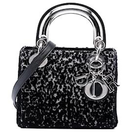 Lady Dior mini in tessuto lamé nero Dior