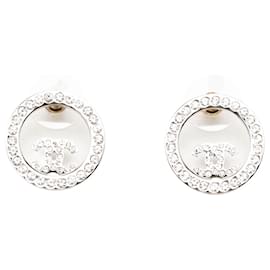 Orecchini Chanel Silver CC Brass Strass Push Back