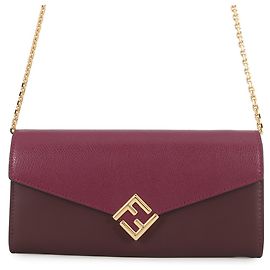 Fendi Portemonnaie-Kette FF Diamond Bicolor Leder