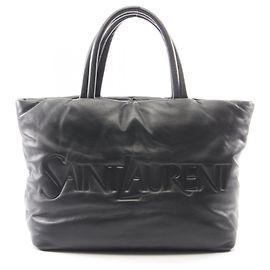 Borsa Tote Puffer Larga in Pelle Nera Yves Saint Laurent