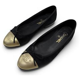 ZAPATOS BAILARINAS CHANEL LOGO CC NUEVOS G02819 40 GAMUZA NEGRA LOGO CC CAJA