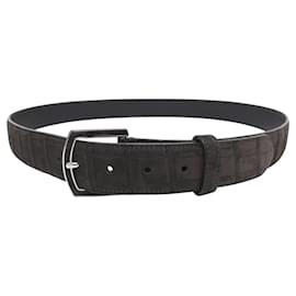 CINTURA LORO PIANA T105 PELLE SCAMOSCIATA EFFETTO COCCO MARRONE - Loro Piana