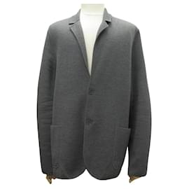 NUOVA GIACCA IN MAGLIA DI LANA VERGINE GRIGIA LORO PIANA FAI2303 XL 56
