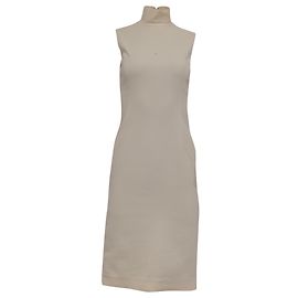 Vestido midi de cuello alto Dolce & Gabbana en lana color crema