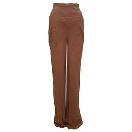 Pantalon à taille haute et coupe droite Rick Owens en soie marron