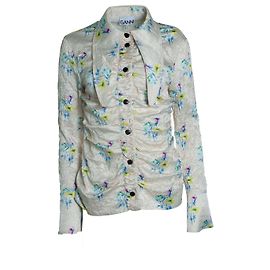 Ganni, blusa floral con textura