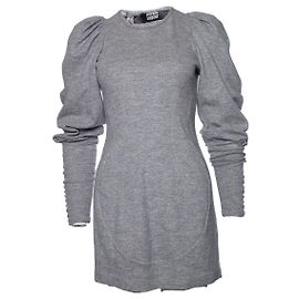 Markus Lupfer, Vestido de lana gris con mangas globo