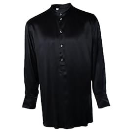Dolce & Gabbana, Camicia in seta nera con girocollo