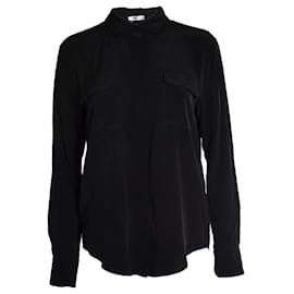 Anine Bing, camisa negra con bolsillos