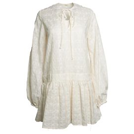 Autre Marque Matin, besticktes Kleid in Ecru mit Rüschen