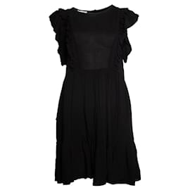 Zadig & Voltaire, Vestido preto sem mangas com babados