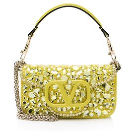 Valentino Garavani Piccola borsa a tracolla Valentino in agnello decorata con cristalli Vlogo Loco