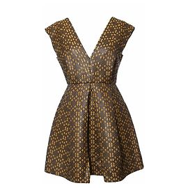 Matthew Williamson, gewebtes Kleid Ocher/Black in Größe UK10/M.