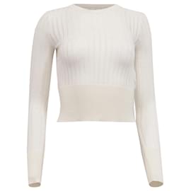Max Mara Studio Rippstrick-Crop-Pullover aus weißer Seide