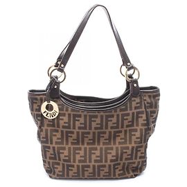 Fendi Zucca Tote Bag braun Leder und Canvas