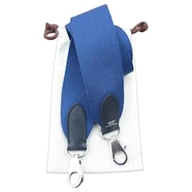 Tracolla Hermès Kelly - Tela Blu e Pelle Nera