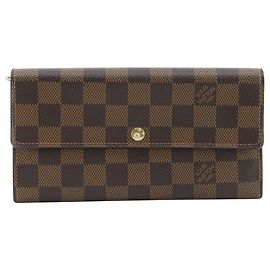 Louis Vuitton Portefeuille Sarah Long Wallet in Brown Damier Canvas