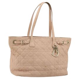 Borsa Tote Christian Dior Canage Panarea in Tela Cerata Pink Gold Auth 180459