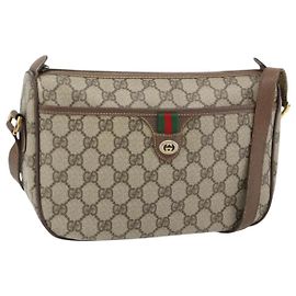 GUCCI GG Supreme Web Sherry Line Tasche PVC Beige Gold 89 02 077 Auth BA12879