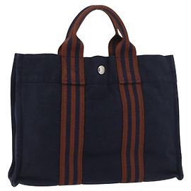 Hermès Borsa Fourre Tout PM HERMES in tela Marrone Navy Auth BA12639A