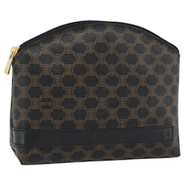 Céline Pochette CELINE Macadam Canvas PVC Pelle Nera Oro Auth am11653A