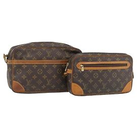 LOUIS VUITTON Pochette Monogram 2 Set LV Auth 181191