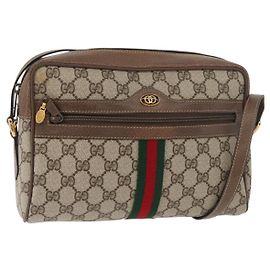Borsa GUCCI GG Supreme Web Sherry Line PVC Beige Oro 24 02 005 Auth BA12706