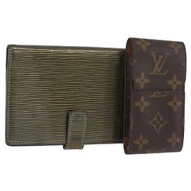 LOUIS VUITTON Epi Monogram Day Planner Cover 2 Set Green LV Auth BA12854
