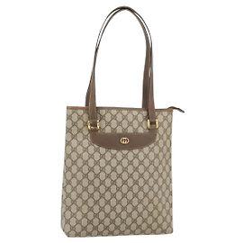 Bolsa Tote GUCCI GG Supreme PVC Bege Ouro 002 39 6130 Auth BA12912