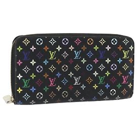 LOUIS VUITTON Monogram Multicolor Zippy Wallet Black M60243 LV Auth ka4424