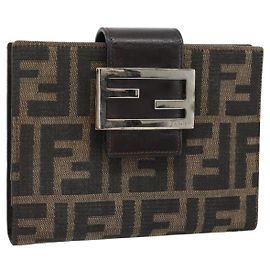FENDI Zucca Canvas Day Planner Cover Brown Black Auth 179522A