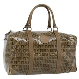 FENDI Zucchino Boston Bag aus beschichtetem Canvas, Beige Gold Auth 180478