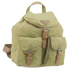 PRADA Backpack Nylon Green Silver Auth 180684