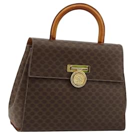 Céline Borsa a mano Medallion in tela Macadam CELINE PVC Pelle Marrone Oro Auth 180312A