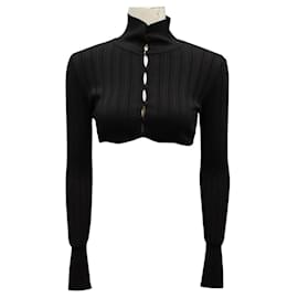 Cardigan corto in crinolina lucida nero Alaia - Alaïa