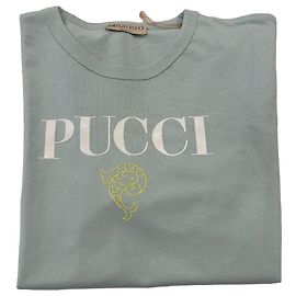 Camiseta de algodón Emilio Pucci azul cielo con logotipo