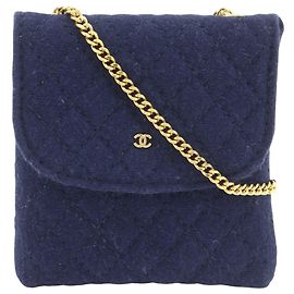 Chanel Navy Chain Pouch