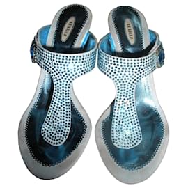 Le Silla Sandali Blue Crystal Embellished