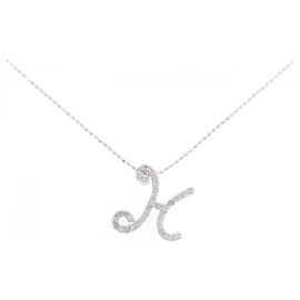 Autre Marque Au750 Weißgold Initial H Diamant-Halskette