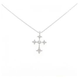 Autre Marque Collier Croix en Diamants en Or Blanc K10