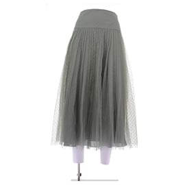 Dior Gonna in tulle kaki con applicazioni a peso