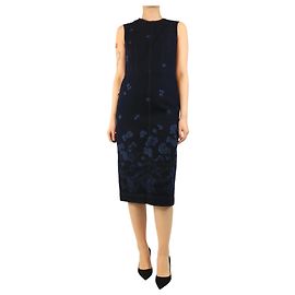 Erdem Vestido midi em denim Elena floral azul - tamanho UK 10