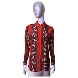 Blusa de seda con estampado de serpiente roja para mujer Equipment