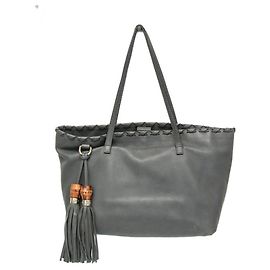 Borsa Tote in Pelle da Donna Gucci Bamboo Tassel 354665 Grigia