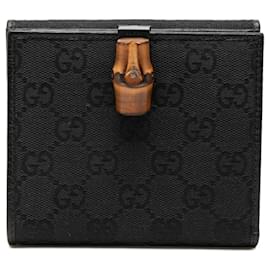 Cartera de doble pliegue en lona GG Bamboo Gucci