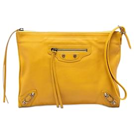 Clutch da polso in pelle gialla Papier di Balenciaga