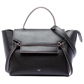 Borsa Belt in pelle di vitello liscia nera mini Celine - Céline