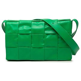 Bottega Veneta Bolsa transversal Cassette em couro de vitelo Intrecciato verde Small