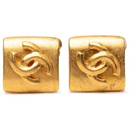 Orecchini Chanel Gold CC placcati oro e diamanti a clip