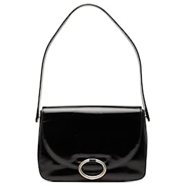 Borsa a tracolla con patta in pelle Spazzolato nera Prada